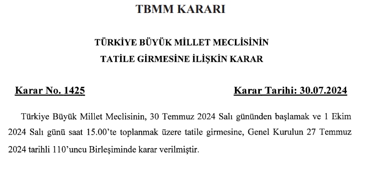 31 Temmuz 2023 Resmi Gazete Kararları
