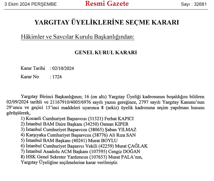 HSK Genel Kurulu Kararı