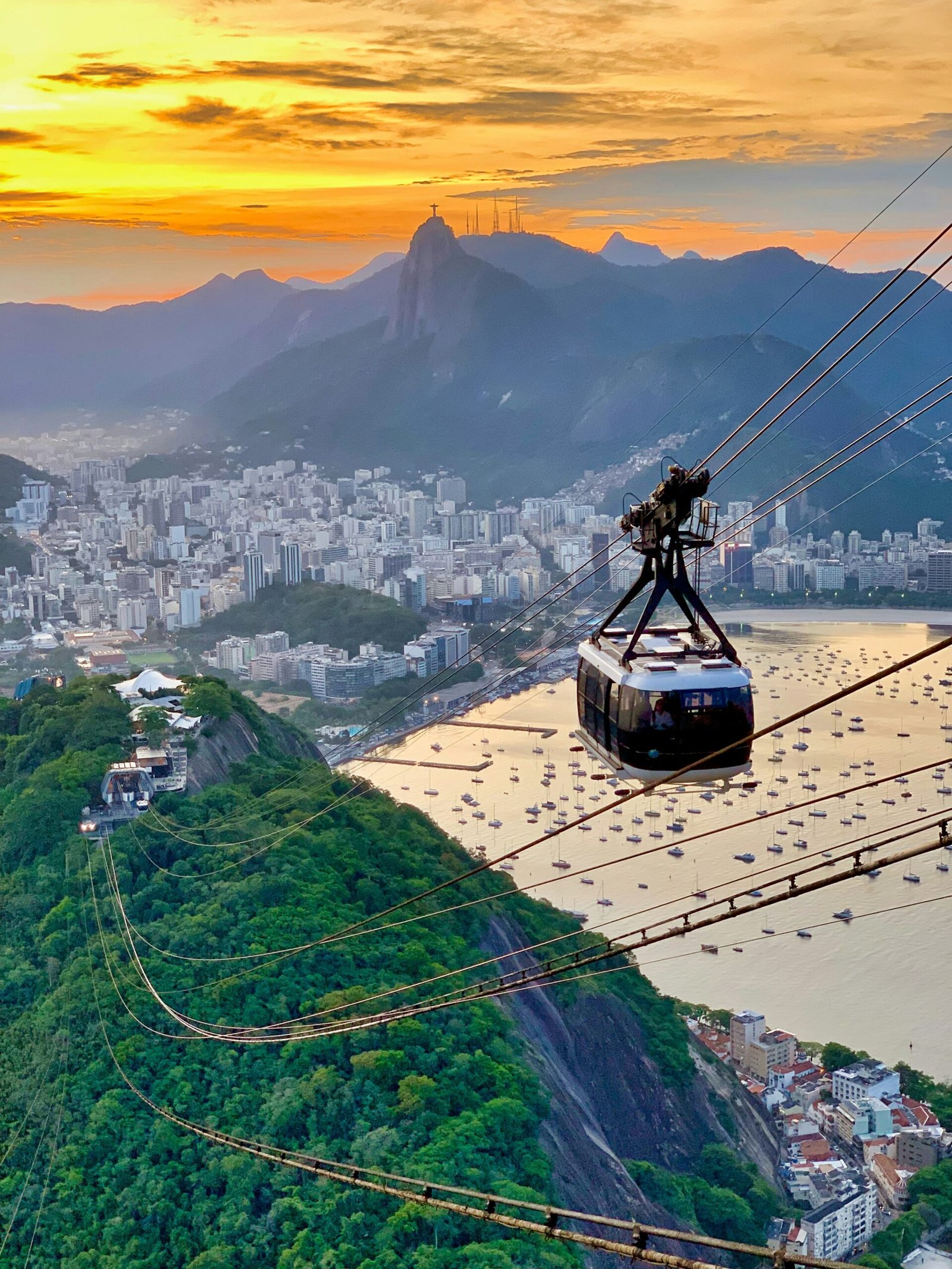 white cable car traversing